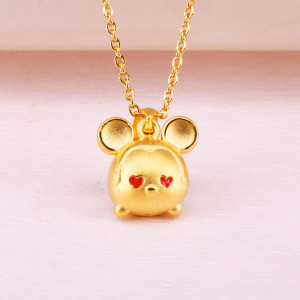 愛心米奇款-TSUM TSUM造型黃金墜子