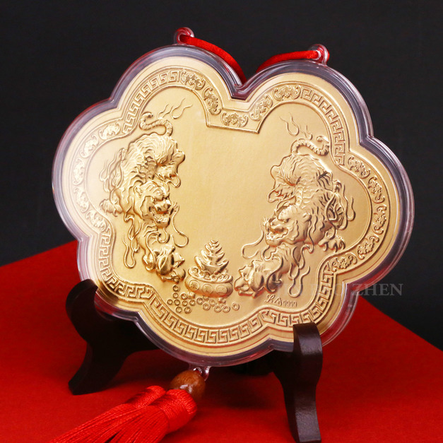 虎爺公如意雙福聚寶-神明金牌 13公分(0.06錢)