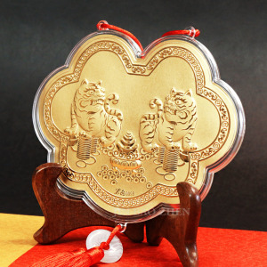 金虎爺項鍊-如意造型神明金牌-15公分 (0.12錢)