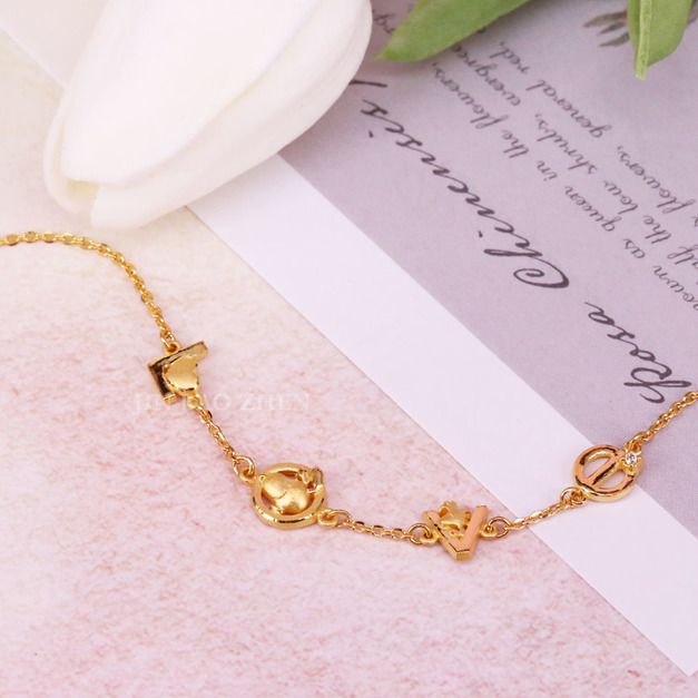 史努比LOVE-黃金手鍊-SNOOPY