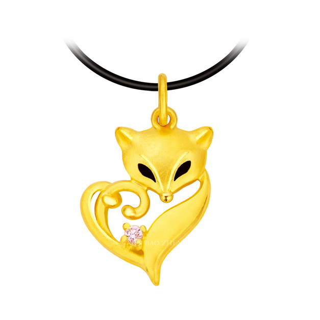 桃心狐-愛心黃金墜