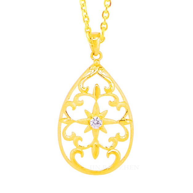 歐式花禮-雕花黃金墜子