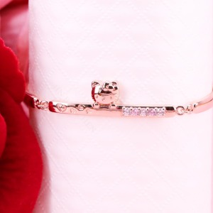 玫瑰少女-Hello Kitty-玫瑰金純銀手環