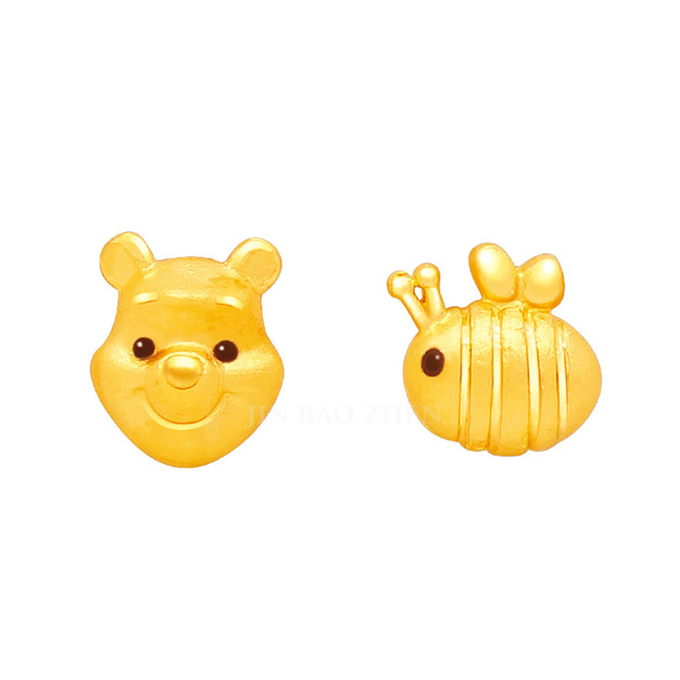 維尼蜜蜂耳環-黃金耳環