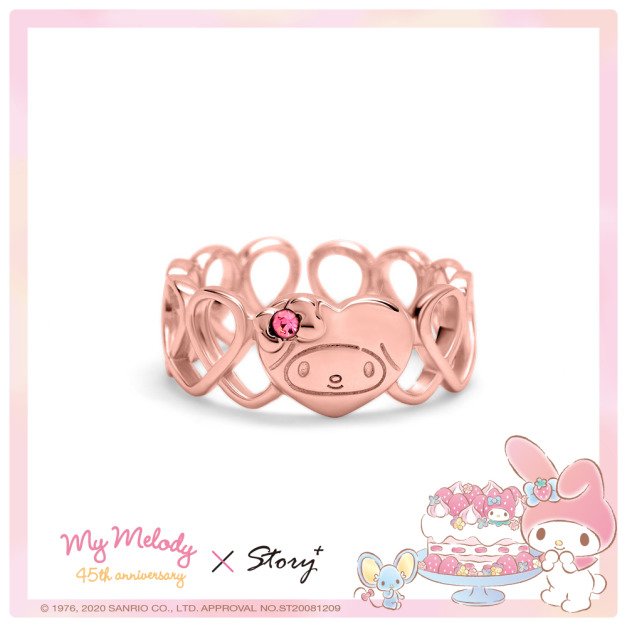 MyHeart MyMelody純銀戒指(玫瑰金)-美樂蒂45週年系列