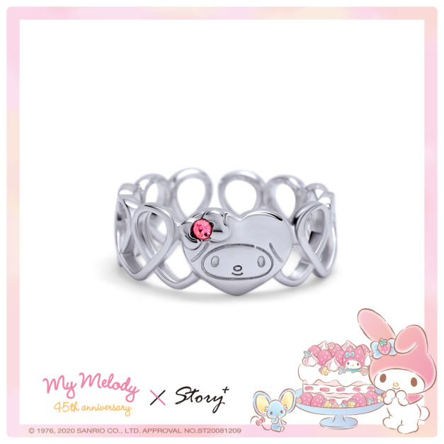 MyHeart MyMelody純銀戒指(白K金)-美樂蒂45週年系列