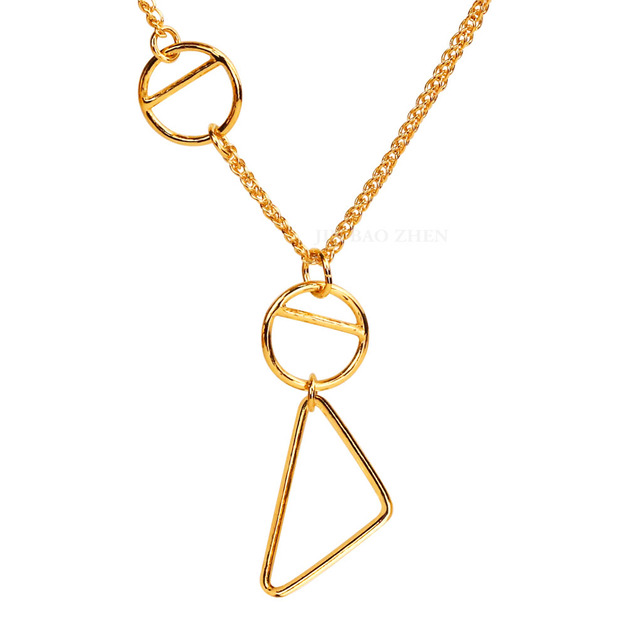 沉醉的美好-幾何垂墜黃金項鍊