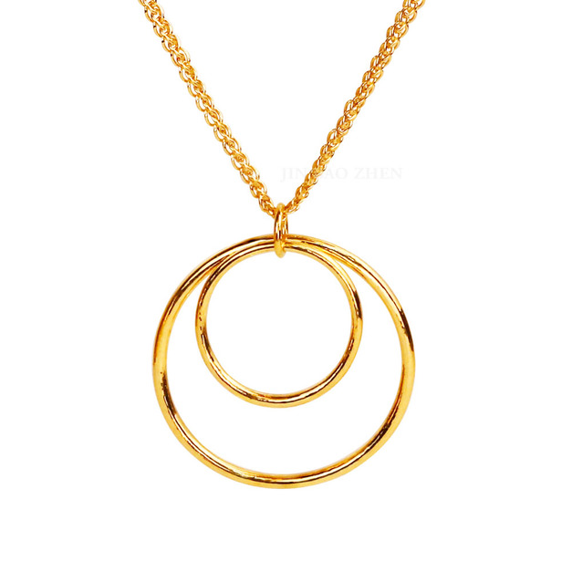 午後陽光-雙圓環黃金項鍊-日好