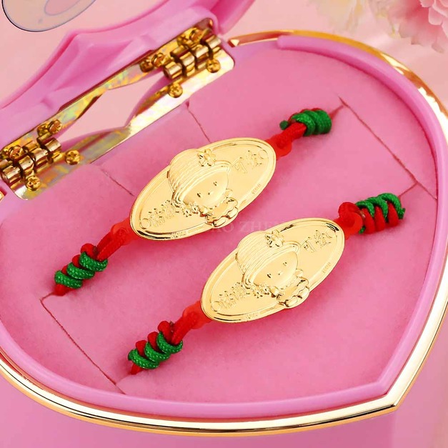 可愛甜心-彌月金飾手鍊音樂禮盒 (0.20錢)