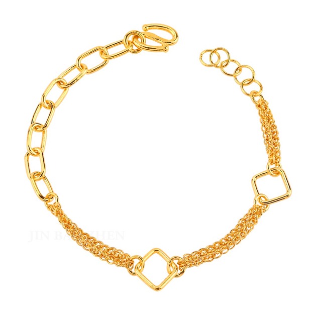 無垠未來-方形鍊條幾何黃金手鍊