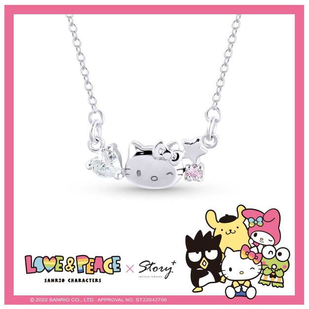 Hello Kitty凱蒂貓純銀項鍊-Love&Peace系列