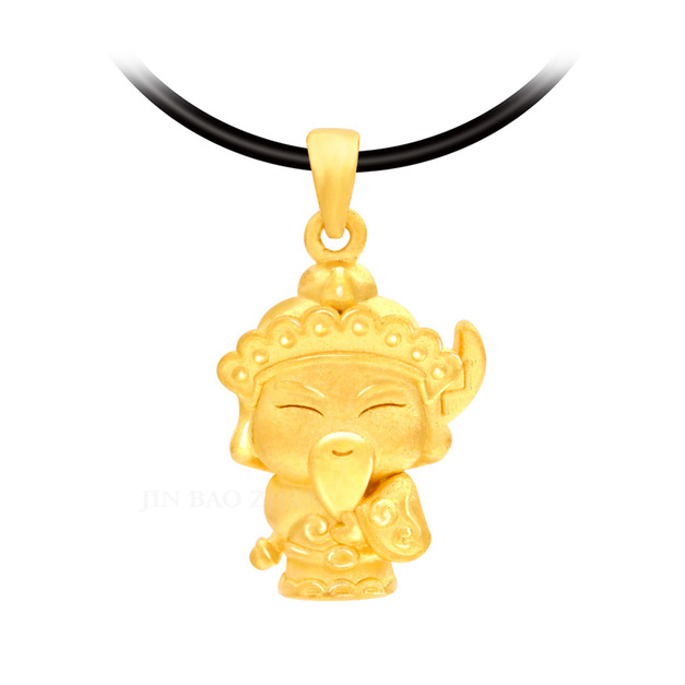 Q版關公神像-黃金墜子(立體硬金)