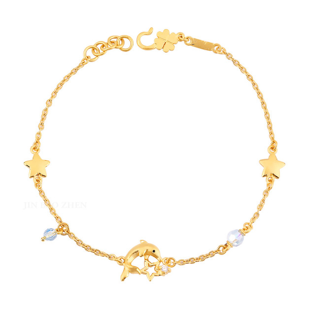 海底星空-海豚黃金手鍊
