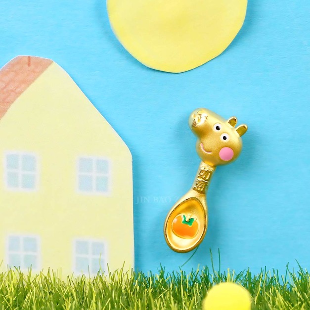 如意喬治金湯匙墜子-佩佩豬彌月金飾