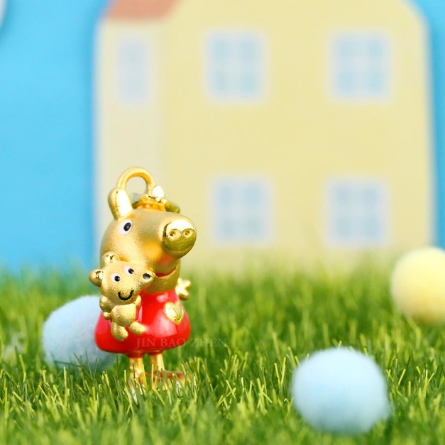 天真佩佩金墜子-佩佩豬金飾