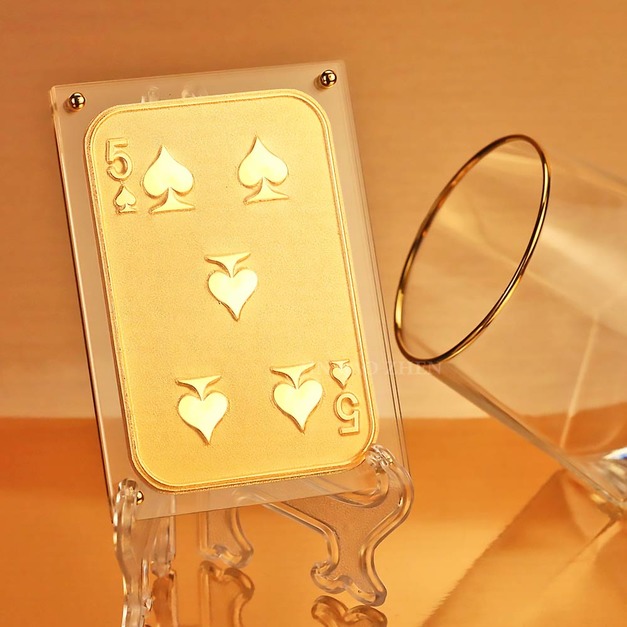 五福臨門黃金撲克牌-黑桃5