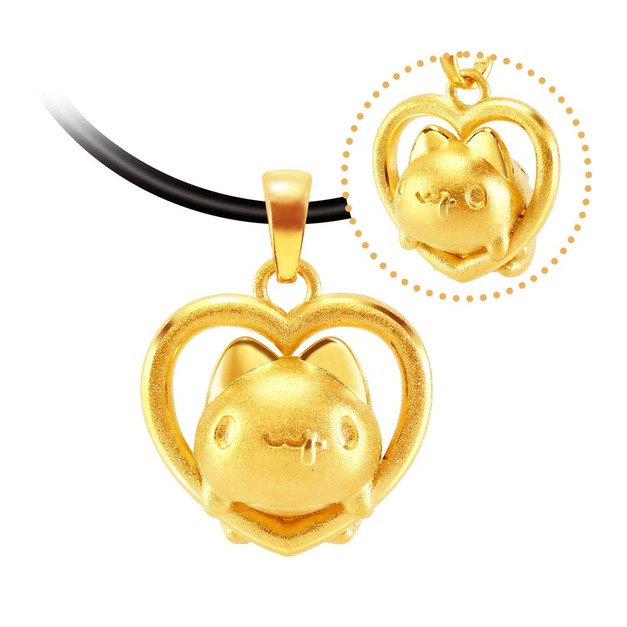 跳躍愛心咖波黃金墜-貓貓蟲咖波BugcatCapoo