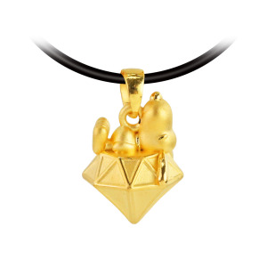 鑽石史努比黃金墜子-SNOOPY