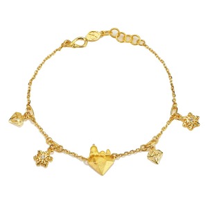 鑽石史努比黃金手鍊-SNOOPY