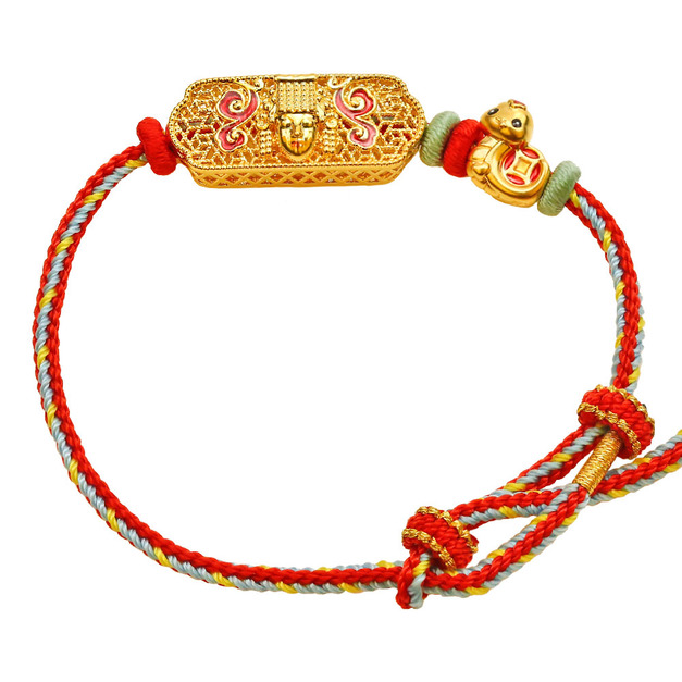 金蛇媽祖神像守護編織手鍊-白沙屯媽祖黃金手鍊