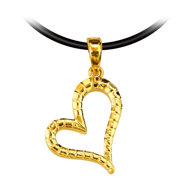 心跳節奏-愛心黃金墜子