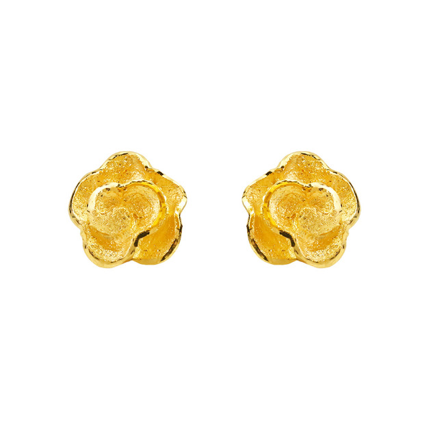 永恆綻放-玫瑰花黃金耳環