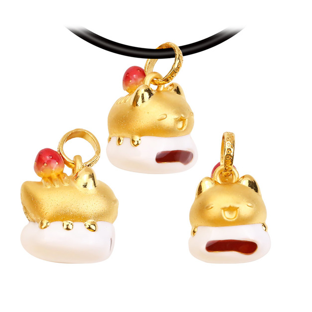 草莓大福咖波黃金墜子-貓貓蟲咖波BugcatCapoo