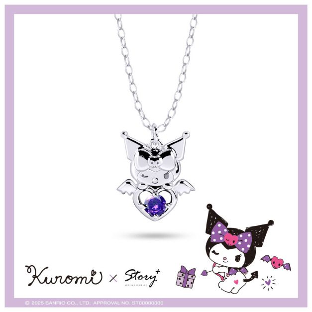 酷洛米Kuromi-小翅膀誕生石-純銀項鍊-邱比特系列