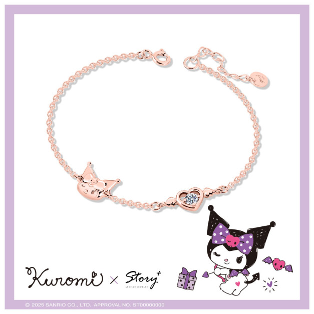 酷洛米Kuromi-小翅膀誕生石-純銀手鍊-邱比特系列
