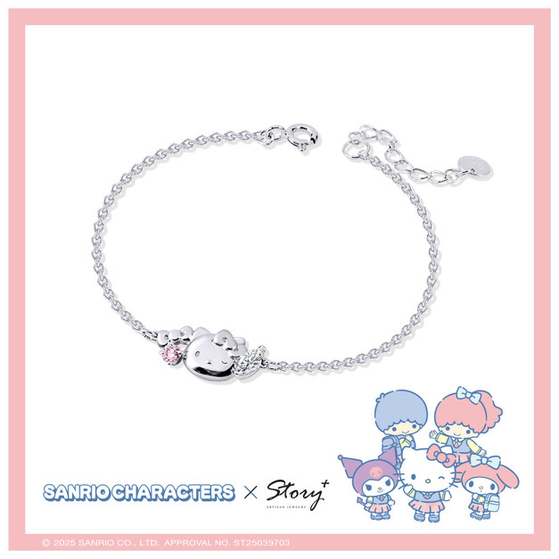 凱蒂貓-Hello Kitty-晶鑽純銀手鍊-Sanrio學院Mix系列