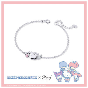 凱蒂貓-Hello Kitty-晶鑽純銀手鍊-Sanrio學院Mix系列