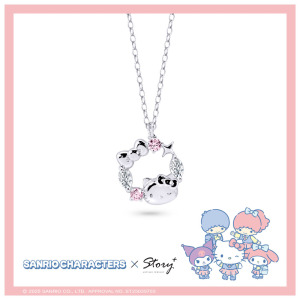 凱蒂貓-Hello Kitty-晶鑽純銀項鍊-Sanrio學院Mix系列