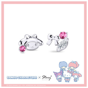 美樂蒂-MyMelody-晶鑽純銀耳環-Sanrio學院Mix系列