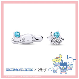 大耳狗-Cinnamoroll-晶鑽純銀耳環-Sanrio學院Mix系列