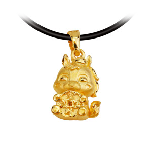 馬到招財-馬年黃金墜子-生肖馬墜子