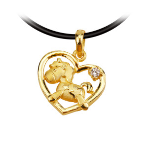 愛心獨角獸-馬年黃金墜子-生肖馬墜子