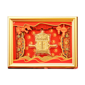 白沙屯媽祖粉紅超跑黃金擺件-媽祖神轎