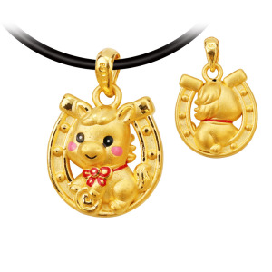 馬上好運黃金墜子-生肖馬