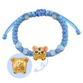 虎爺黃金彌月手鍊-粉藍色編織款