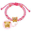 虎爺黃金彌月手鍊-粉紅色編織款