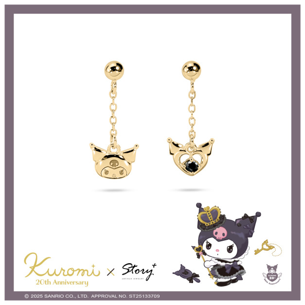 酷洛米-Kuromi-皇冠晶鑽純銀耳環-20週年王國系列