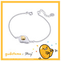蛋黃哥-Gudetama-荷包蛋刻字-客製純銀手鍊