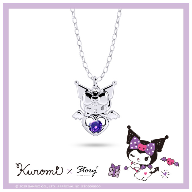酷洛米Kuromi-小翅膀誕生石-純銀項鍊-邱比特系列