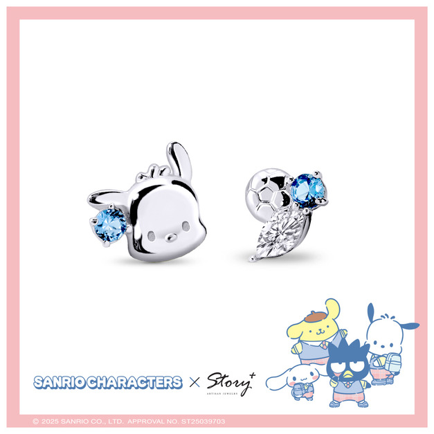 帕恰狗-Pochacco-晶鑽純銀耳環-Sanrio學院Mix系列