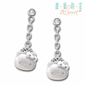 Hello Kitty凱蒂貓-愛戀公主-銀飾耳環