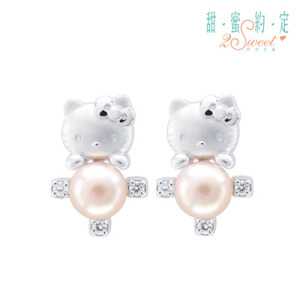 Hello Kitty凱蒂貓-愛是唯一-銀飾耳環
