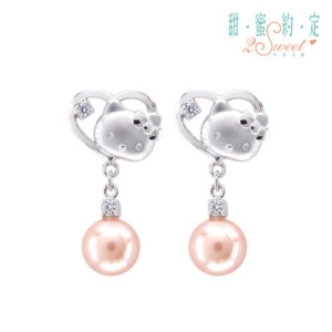 Hello Kitty凱蒂貓-浪漫情懷-銀飾耳環