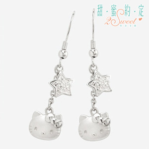Hello Kitty凱蒂貓-星戀情-銀飾耳環
