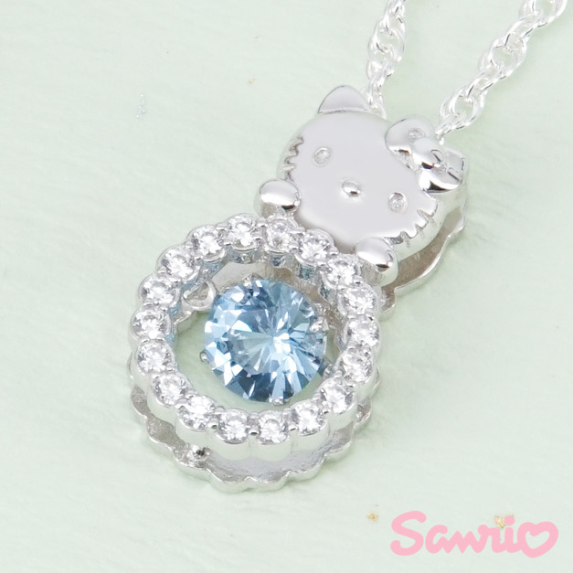 Hello Kitty凱蒂貓-時尚甜心(藍)-純銀項鍊