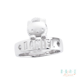 Hello Kitty凱蒂貓-時代-刻字銀飾戒指(男)